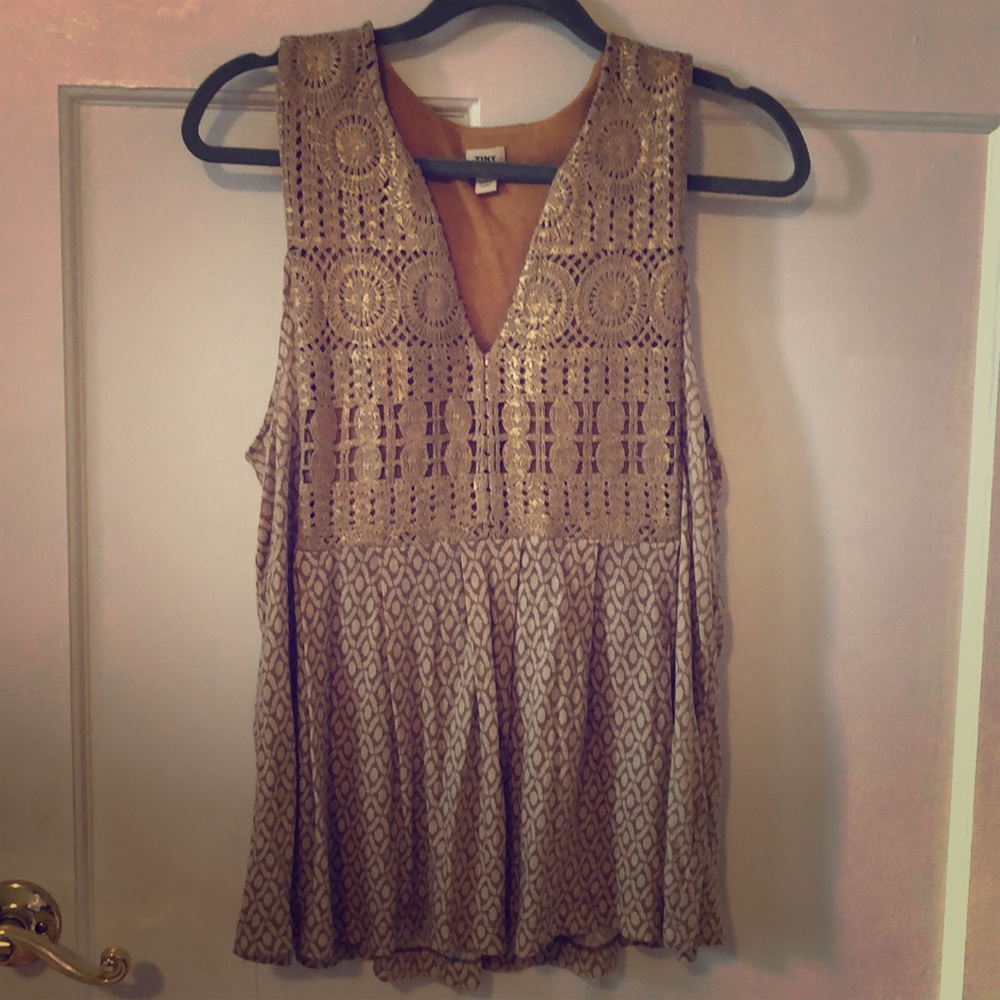 Anthropologie Tiny Top Gold, Cream, and Tan